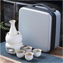 Japanese Ceramic Sake Set With Warmer and Gift Box,Vintage Sake Cup Ceramic Japanese Sake Set,Traditional Retro Porcelain Crafts Sake Cup for Cold/Warm/Hot Sake/Shoc White1