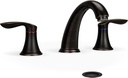Bathroom Sink Faucet, Faucet for Bathroom Sink, Widespread ORB Bathroom Faucet 3 Hole with Stainless Steel Pop Up Drain and cUPC Lead-Free Hose-(Oil Rubbed Bronze)