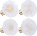 mookaitedecor Set of 4 Rock Quartz Drawer Knobs Stone Pull Handles for Dresser Wardrobe, Decorative Crystal Wall Hanger for Kitchen Bathroom