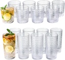 Honeycomb15oz Clear Acrylic Glasses (Set of 8) and 22oz Clear Acrylic Glasses (Set of 8) Bundle