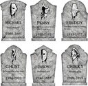 Halloween Decorations Outdoor Graveyard Tombstones: 6ct Large Tombstone Halloween Decor Yard Signs with Stake, 17" Tall Scary Gravestones with Half Killer Face, Waterproof Lawn Decor Outside, Not Foam
