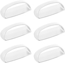 6 Pack Self-Stick Instant Cabinet Handle Pulls Drawer Pull Helper with Adhesive Sliding Door Handle Stick On Handle for Glass Windows Wardrobes Peel and Stick Knob Drill Free 6pcs/Set (White)