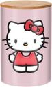 Silver Buffalo Sanrio Hello Kitty Wax Resist Ceramic Cookie Jar with Bamboo Lid, 5” x 5” x 6.5”
