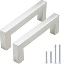 Gobrico Brushed Nickel Cabinet Handles 3 3/4" Hole Center Suare Bar Kichen Cupboard Door Pulls and Handles Stainless Steel 12 Pack