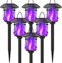 Dynaming 6 Pack Solar Flame Torch Lights Outdoor, Dual Use Flickering Purple Flame Garden Light, Hanging Lantern, Auto On/Off & Waterproof Halloween Lighting for Lawn Patio Yard Walkway Driveway