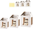 Tall Cake Boxes 6 Windows with handle, In 3 Size 10x10x10&12x12x12&14x14x14inch Cake Boxes,Square Cake Carrier,largeTake Out Transport Containers(3Pcs-White)