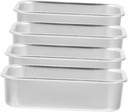 Cabilock 4-Piece Square Cake Mold Toast Box Set Heavy Duty Baking Tray for Bread and Cake Non-Stick Kitchen Bakeware Lid for Home Baking and Restaurant Use Silver