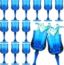 Pinkunn 12 Pcs 7 oz Plastic Vintage Wine Glasses Reusable Colored Goblets Patterned Drinking Water Glasses Cup Dishwasher Safe for Christmas Wedding Reception Party Supplies (Dark Blue)