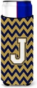 Letter J Chevron Navy Blue and Gold Ultra Beverage Insulators for slim cans