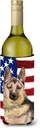 Caroline's Treasures BB9383LITERK German Shepherd Patriotic Wine Bottle Hugger Bottle Cooler Sleeve Hugger Machine Washable Collapsible Insulator Beverage Insulated Holder