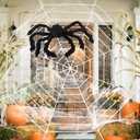 ESSENSON Halloween Decorations - 12 FT Giant Round Spider Web and Fake Large Hairy Spider Props Scary Halloween Yard Door & Outdoor Decor with Super Stretch Cobweb Decorations Party Favors