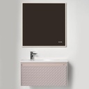 Blossom 36 Inch Wall Mounted Bathroom Vanity with Sink | Floating LED Wood Vanity Cabinet with Soft-Close Drawer, 3D Panel & Acrylic Sink | Modern Bathroom Storage Solution (Khaki, 36'')
