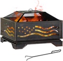 32Inch Square-Shaped Fire Pit,Outdoor Fire Pits with Spark Screen&Poker,Metal Square Wood Burning Firepits for Outside,Backyard,Bonfire,Patio,Party,Garden,Picnic and Camping(Antique Bronze)