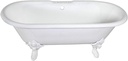Aqua Eden VCT7DE7232NLW 72-Inch Cast Iron Double Ended Clawfoot Tub with 7-Inch Faucet Drillings, White