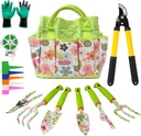 41-Piece Premium Gardening Tool Set, Stainless Steel Heavy Duty Gardening Tool Kit, with Non-Slip Rubber Grip, Storage Tote Bag, Outdoor Hand Tools, Ideal Gardening Gifts for All (Pink Floral)