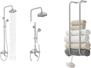 BWE Outdoor Shower Fixtures Brushed Nickel Bathroom Shower Faucet Triple Functions Bundle with Towel Racks for Bathroom Towel Rack for Rolled Towels Wall Mounted Bathroom Organizer