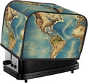 World Map Toaster Covers 2 Slice Bread Machine Covers Quilted Toaster Dustproof Cover Small Washable Appliance Covers Bread Maker Protective For Kitchen Small Appliance