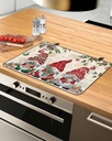 Christmas Countertop Burners Protection Mats for Kitchen, Gnome Winter Gifts Snowflake Vintage Rubber Stove Top Cover Mat, Heat Proof Mats Cooktop Cover for Counter Dish Drying Mat, 31"x24"