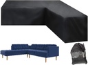 Patio V Shape Sofa Cover Sectional Waterproof Corner Sofa Protector Outdoor Dust-Proof Anti-UV Furniture Couch Cover for Lawn Garden Yard Indoor with Windproof Buckle Black