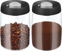 Coffee Grounds Container,Vacuum Coffee Canisters,Airtight Glass Food Storage Container,Bean,Sugar,Tea,Flour,40 floz 2pcs Set for Countertop Glass Jar