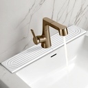 Stone Faucet Mat, 23.6"x3.9" Kitchen & Bathroom Sink Mat - Fast Drying Sink Tray, Durable Counter Protector for Sink Area (White)