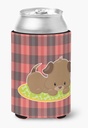 Caroline's Treasures BB7072CC Puppy on Black Red Gingham Can or Bottle Hugger Cooler Washable Drink Sleeve Collapsible Beverage Insulated Holder, Can Hugger, Multicolor