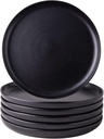 AmorArc Ceramic Dinner Salad Plates Set of 6, Wavy Rim 8.5 Inch Dish Set, The Dessert,Salad, Appetizer, Small Dinner etc Plate,Microwave, Dishwasher Safe, Scratch Resistant, Matte Black