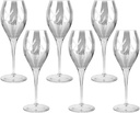 STP GOODS Diva Smoked Hand-Etched Wine Glass Set of 6 Pcs 11.83 fl oz Stemmed Glass Goblets 2.5x9.25 Red/White, for Party, Wedding and Home, Scratches Resistant