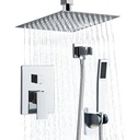 8 Inch Shower Faucet Set Ceiling Mount, High Pressure Rainfall Shower System, Square Rain Shower Head with Handheld Spray Combo, Ceiling Luxury Rainfall Shower Fixtures (L-Style)