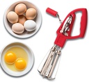 Rotary Egg Beater Manual Hand Crank Mixer - Stainless Steel Hand Mixer with Double Rotating Heads for Easy Beating, Blending, and Whipping - Dishwasher Safe Kitchen Gadgets by Kings County Tools (Red)