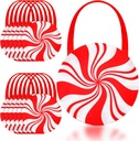 12 PCS Christmas Gifts Bag Christmas Candy Shaped Bags Reusable Non-Woven Fabric Christmas Tote Bags White Red Gifts Bags with Handle Christmas Candy Treats Cookie Gift Bag for Christmas Party