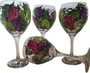 Hand painted Vibrant multi grape goblets. Set of 4 20 ounce red wines.