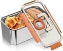 Stainless Steel Bread Box - 304 Metal Loaf Bread Keeper Storage Container Airtight Lid with Handle, Time Recording Breadbox for Kitchen Countertop Homemade Rolls, Bagels and Pastries