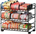 SUFAUY 3 Tier Can Organizer for Pantry, Holds 36 Cans, Heavy Duty Metal, Black