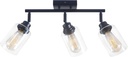 Modern 3-Light Track Lighting Fixtures Ceiling, Light Fixtures Ceiling Mount with Clear Glass Shades, Matte Black Kitchen Ceiling Light Fixtures for Bedroom, Living Room & E26 Base