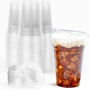 Prestee 100 Clear Disposable Iced Coffee Cups with Lids, 16oz - Plastic Cups with Strawless Sip Lids - Durable Cold Brew, Smoothie, or Beverage Cup for On-the-Go, Christmas and Holiday Party Supplies