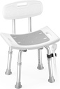 Shower Chair for Inside Shower with Back, Tool-Free Assembly, Height Adjustble Shower Seat with EVA Cushion and Non-Slip Feet, Support Up to 350 lbs, Grey