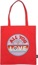 Half Moon Bay The Beatles All You Need is Love 16.5 x 15 Inch Red Recycled Cotton Reusable Grocery Shopping Bag
