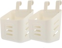 HOMSFOU Wall-Mounted Storage Basket 2 Pcs Plastic Hanging Baskets for Kitchen and Bathroom Organization over Door Basket with Hooks 8.07 X 5.90 X 4.52 in White
