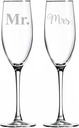 Mr. and Mrs. Champagne Toasting Flute Glasses, Set of 2