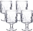 Transparent Vintage Goblet Glasses of 4, Mixed Drink Tumblers, 7.7 oz Wine Glasses Drinking Tumbler Glassware for Iced Tea, Wine, Beer, Juice, Cocktail, Whiskey