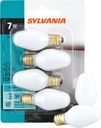 SYLVANIA Incandescent 7W C7 Nightlight Bulb, Dimmable, Candelabra Base, Frosted Finish, 2850K, Warm White - 4 Pack (13544)