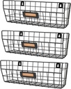 Wall Mounted Wire Basket Kitchen Storage Pantry Organizer Fruit Basket Varying Sizes Set of 3 Black