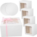 Zerodeko 5sets Sturdy Cake Boxes with Window and Cake Boards for Easy Packaging and Display of Desserts for Weddings Parties and Special Occasions