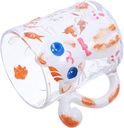 Glass Embossed Cat Water Cup Party Mug Lid Cup for Drinks Capacity Mug for Water Milk
