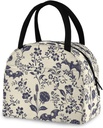 Goth Bat Flora Flowers Lunch Bag for Women Men Reusable Insulated Lunch Tote Bag for Office Work School Picnic Hiking