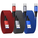 USB C Cable 10 ft 3Pack, Extra Long USB A to USB C Cable 10ft Braided Type C Fast Charging Cord for Samsung Galaxy S20 S21 S22 S23 S24 Ultra 5G S10 S9, A20 A51 A52 A72, iPhone 15 Series, PS5, Switch