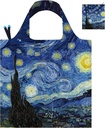 Reusable Grocery Bags, Oil Painting Art Tote Bags With Carry Pouch Waterproof Shopping Bags for Travel Daily Use