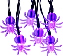 2Pack 20 LED Purple Spider String Lights with Timer - Total 13Ft Battery Powered Halloween String Light - Spooky Decor for Indoor House Party Holiday Window Halloween Decorations