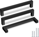 Goldenwarm Black Cabinet Pulls Kitchen Cabinet Handles 30 Pack 6-1/4in Hole Centers Matte Black Dresser Drawer Pulls Square Bar Stainless Steel Modern Hardware for Bathroom Cupboard (160mm)